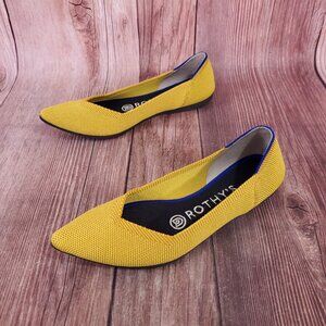 Rothys Womens Size 5.5 The Point Saffron Yellow Pointed Toe Flats Shoes